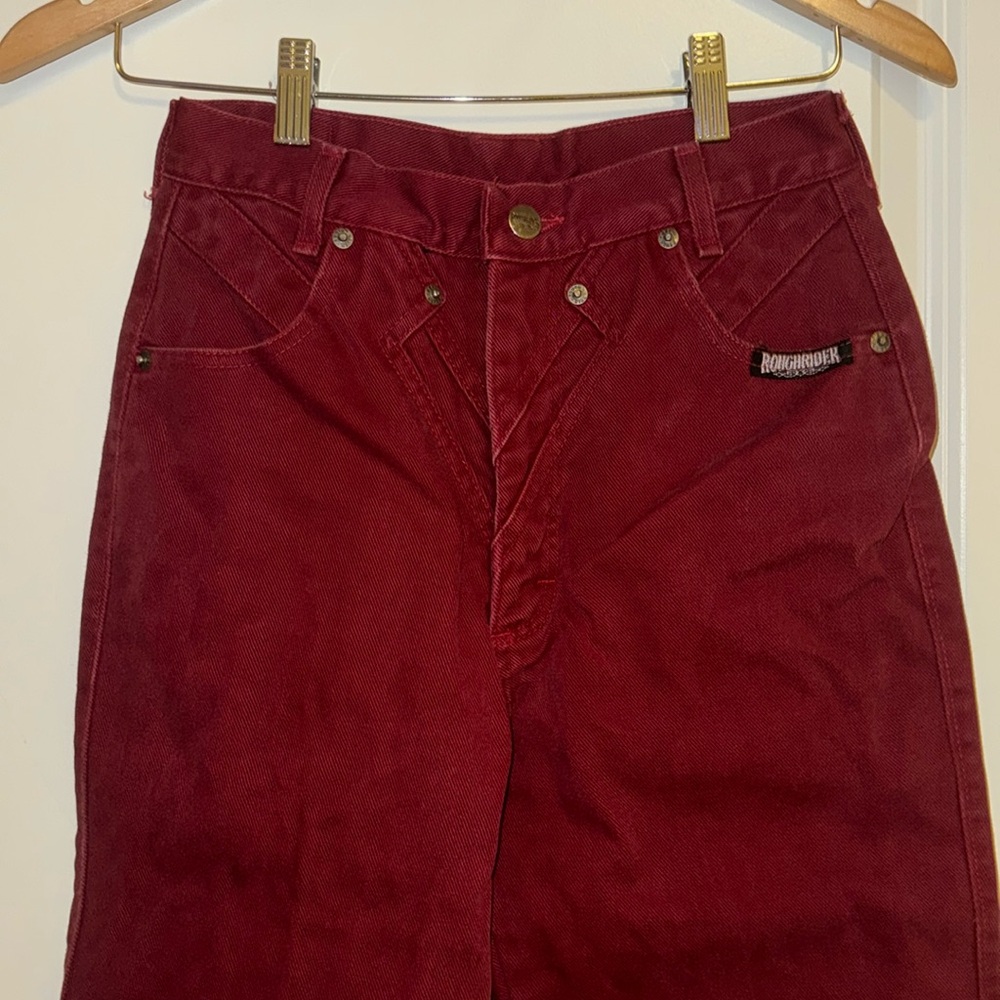 High Rise Burgundy Jeans